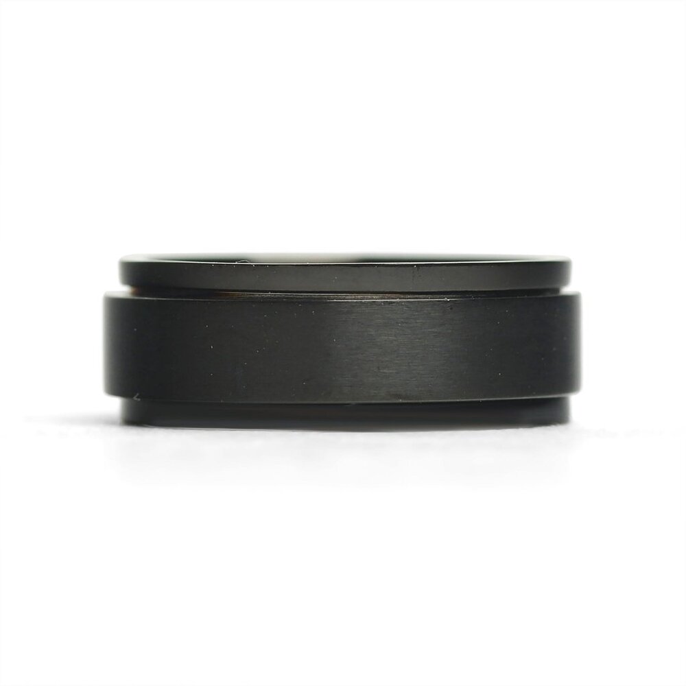 Black Enamel Stainless Steel Spinner Ring | Size 7 | Anxiety Relief Fidget Ring